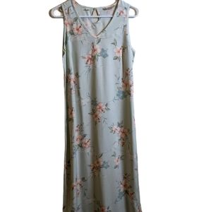 TOMMY BAHAMA Vintage 100% silk floral sleeveless maxi dress size small